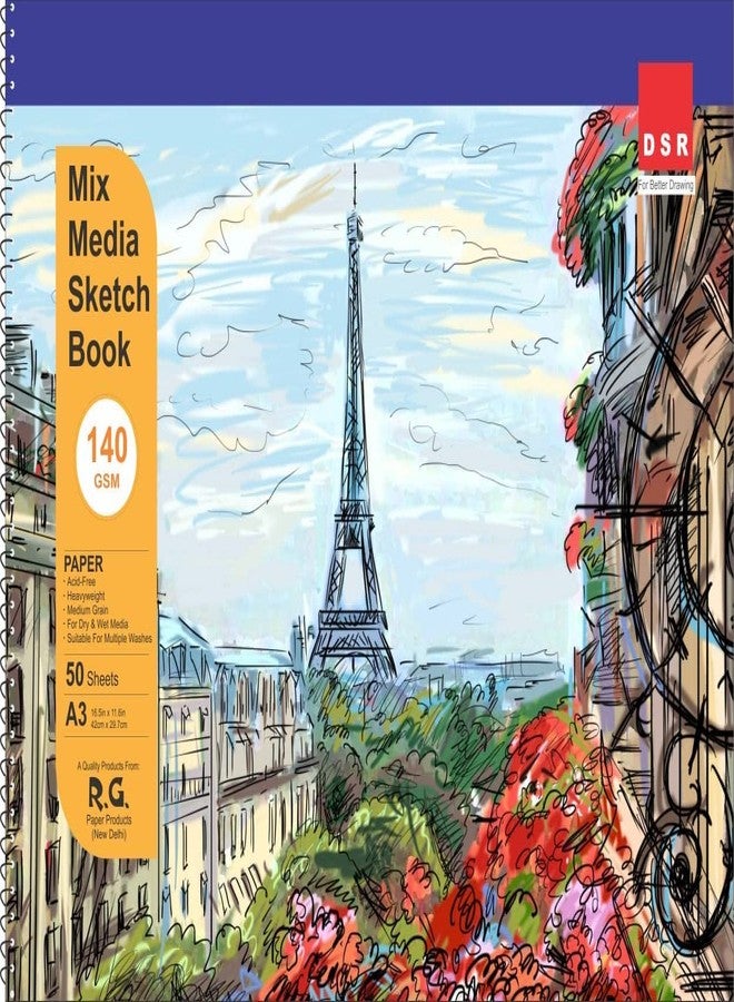 ECLET مجموعة كراسات رسم إكليت A3، 50 ورقة، عبوة من 1 - 140 جرامًا للمتر المربع | كراسة رسم حلزونية عالية الجودة للفنانين | ورق رسم وتخطيط خالٍ من الأحماض، للرسم والتخطيط السريع للاستخدام المهني والأكاديمي (I) - Image 1